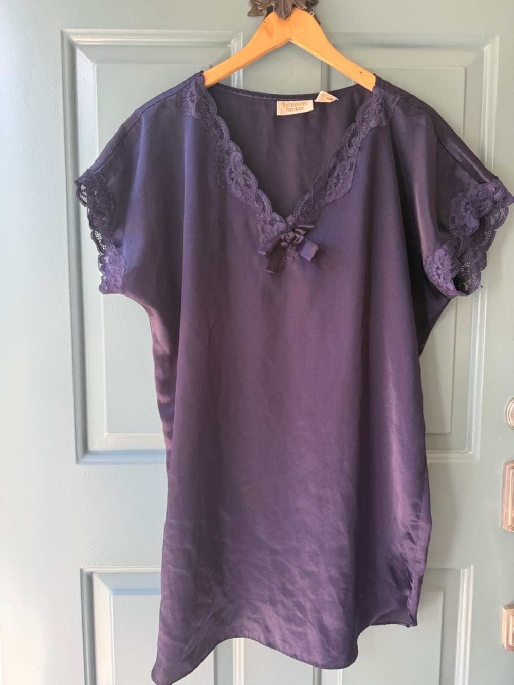 90s Victoria's Secret blue Lace-Trim Night gown